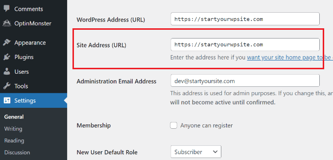 view-your-site-address-url
